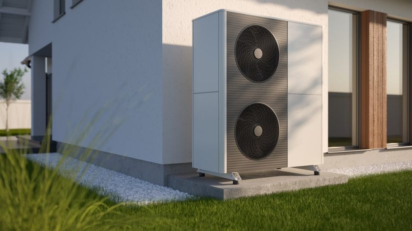 Photo of Geothermal Air Conditioner next to the house wall