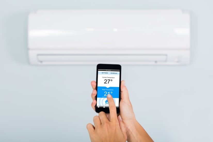 Photo of an air conditioner controlled with mobile phone