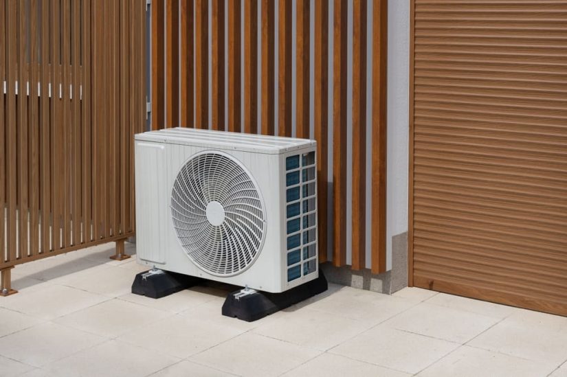 White Ac Unit And A Brown Wall